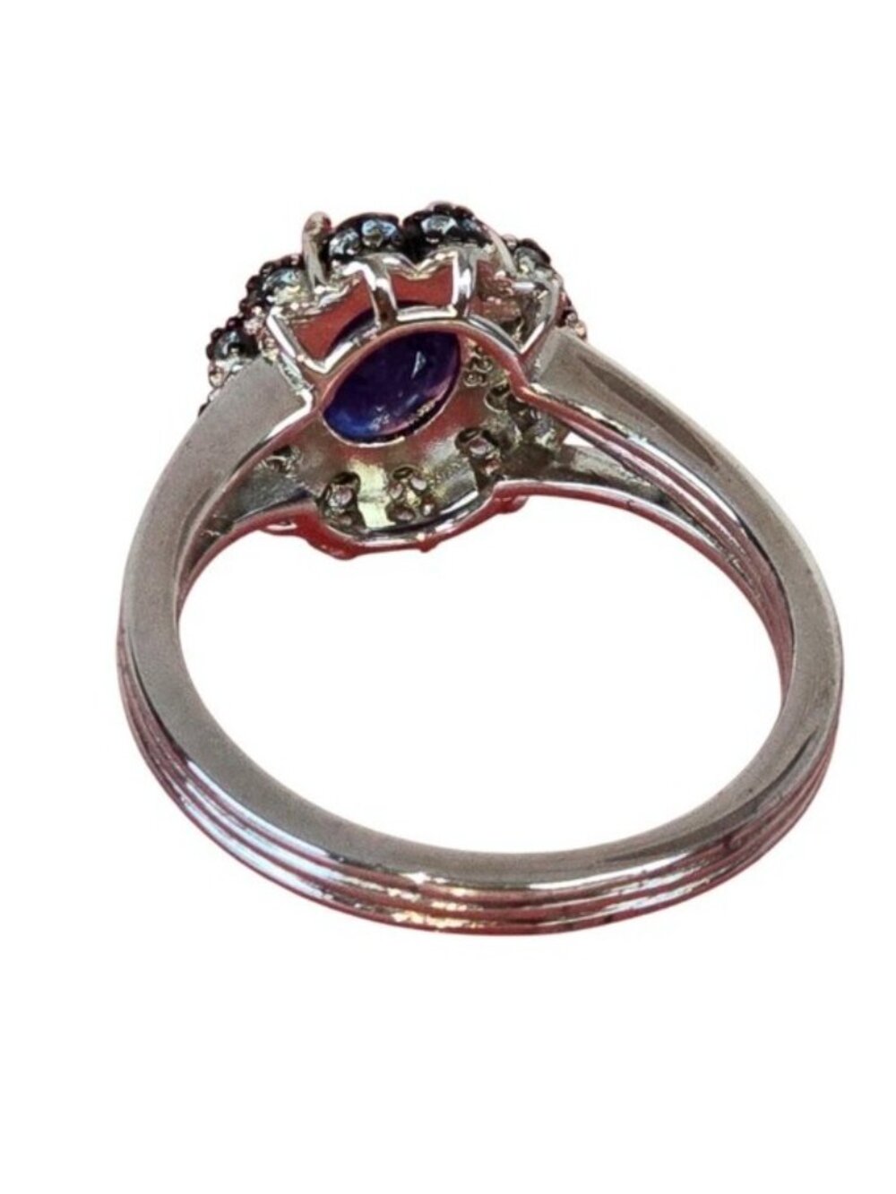 925 Sterling Silver Ring Sz 8.5 with Natural Sapphire & Cz - Picture 6 of 7
